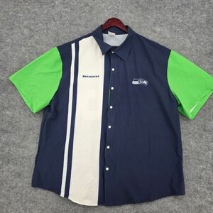 Seattle Seahawks Mens 2XL Pro Bowler 26 Button Down Shirt Navy Action Green USA